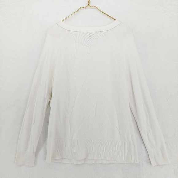 White House Black Market White Raglan Boat Neck Pullover Sweater 4174 - Picture 5 of 10